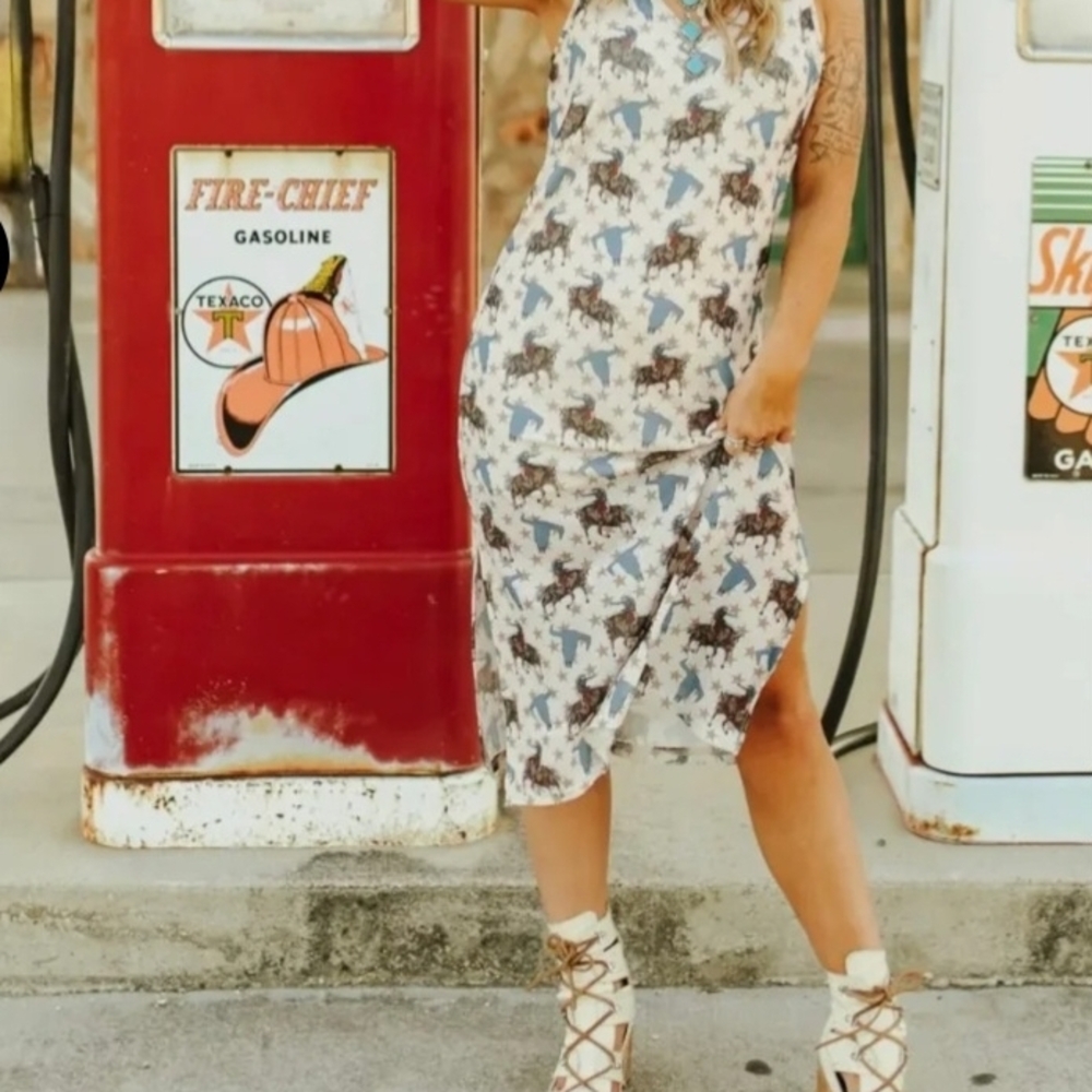 🐴 NWT 2 Fly.Co Western Mesh Midi Dress Sz.S